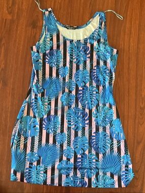 Tango Mango Blue Tropical Print Tank Dress